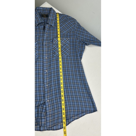 Dickson Jenkins Pearl Snap Shirt Mens Large Blue Plaid Long Sleeve Western Texas - Picture 9 of 12